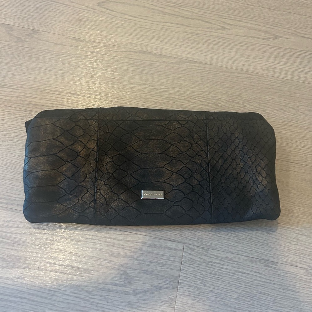 Coccinelle Clutch Bag Iridescent Gray/Black Soft Leather